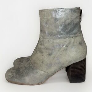 SEE BY CHLOE *RARE* Suede Mila Booties Pearl Silver Glitter Ankle Boots US 8.5